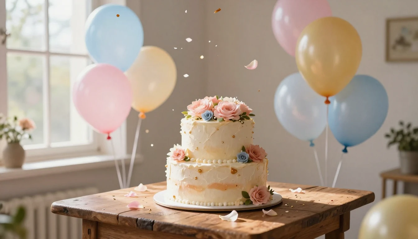 A whimsical and festive scene featuring a large, beautifully...