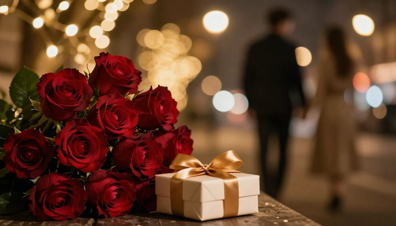 A highly detailed cinematic shot symbolizing romantic love f...