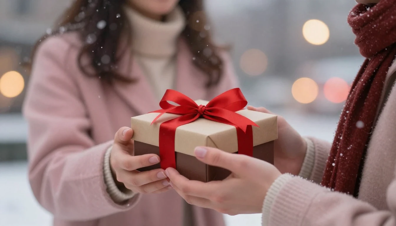 A warm and romantic Valentine's Day scene, close-up of a pai...