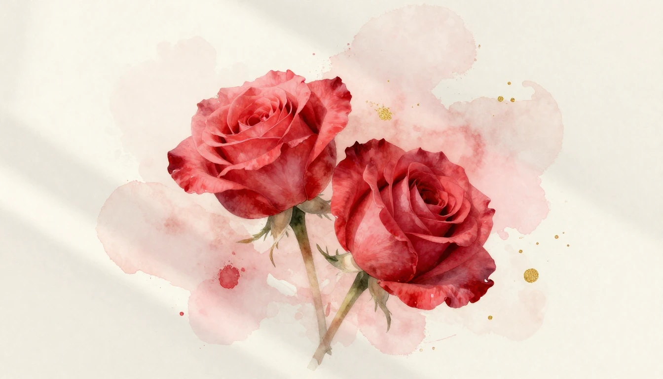 A beautiful and ethereal watercolor painting of two delicate...