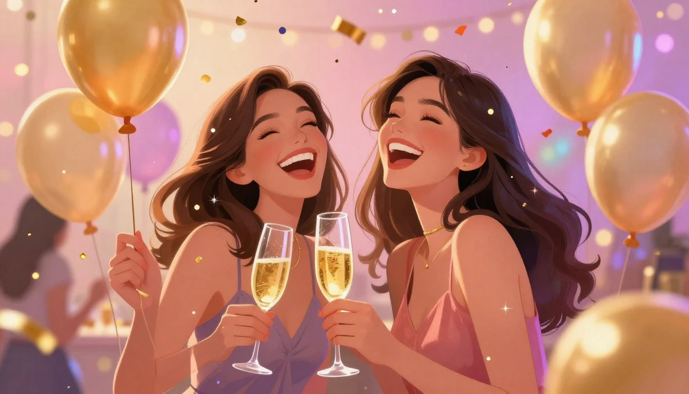 A vibrant and festive illustration celebrating a best friend...