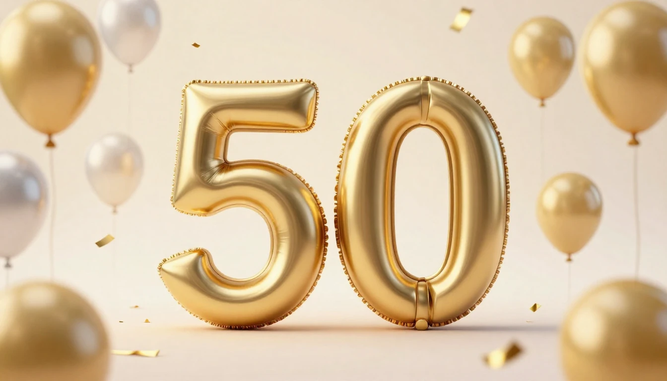 A festive and elegant birthday design featuring a large, thr...