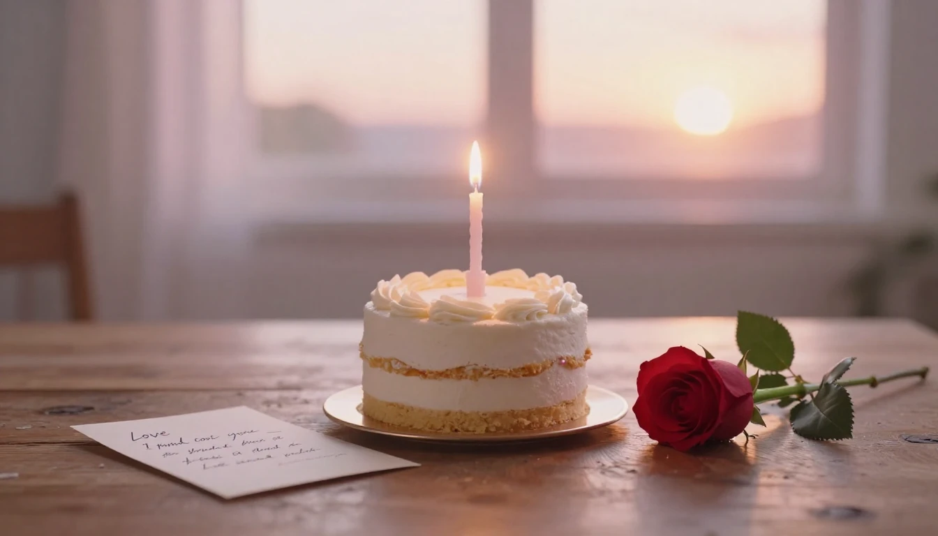 A romantic and intimate scene focusing on a small, elegant b...