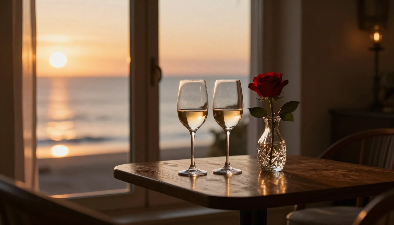 A breathtaking cinematic shot of a cozy, dimly lit room over...