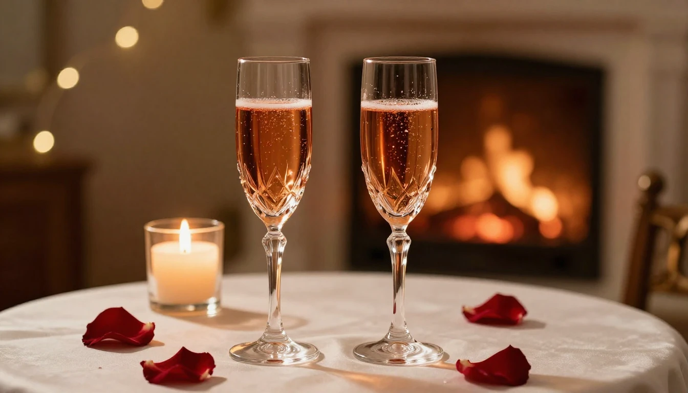 A close-up shot of two elegant crystal glasses filled with s...