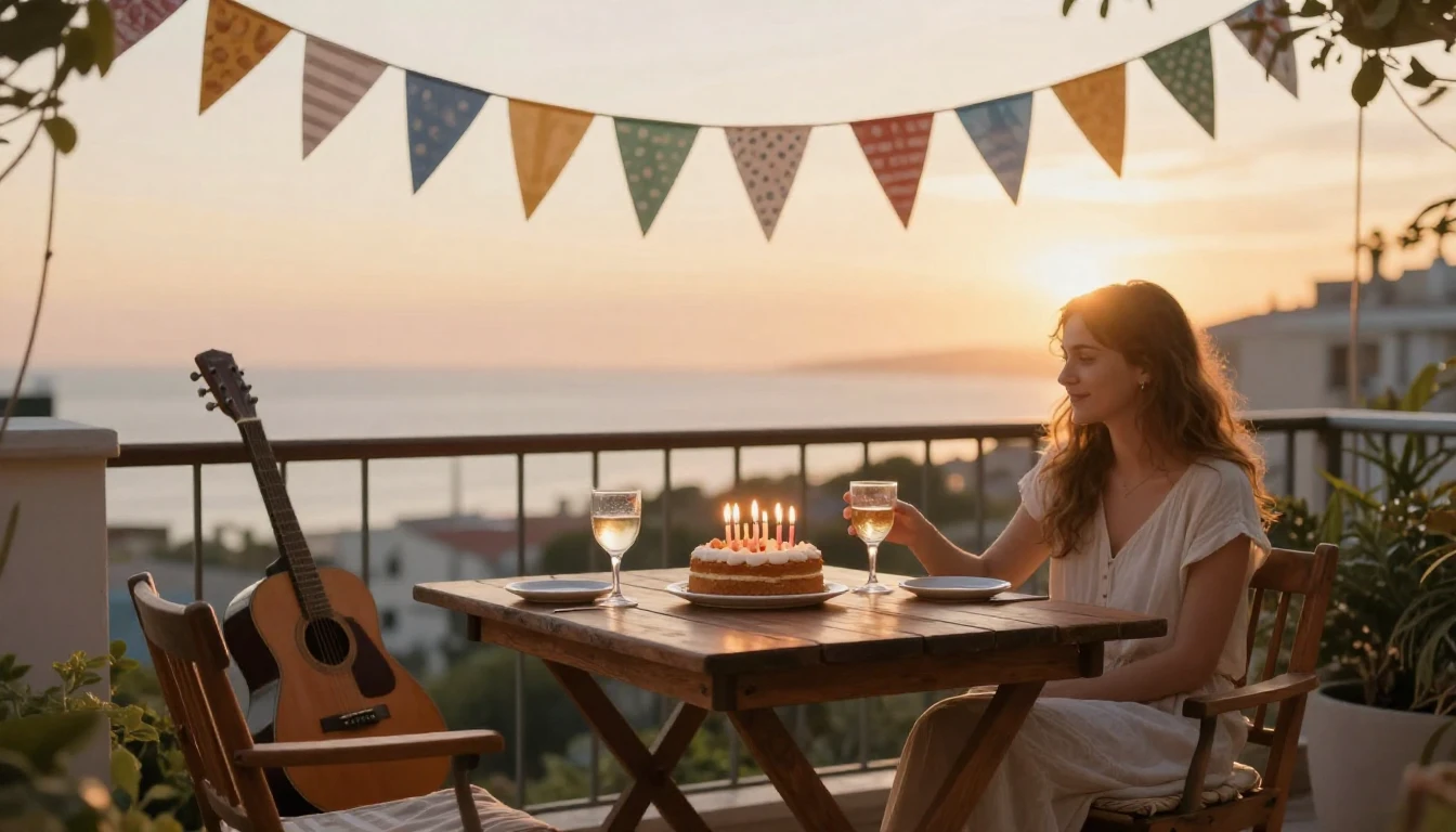 A warm and inviting scene of a small birthday celebration on...