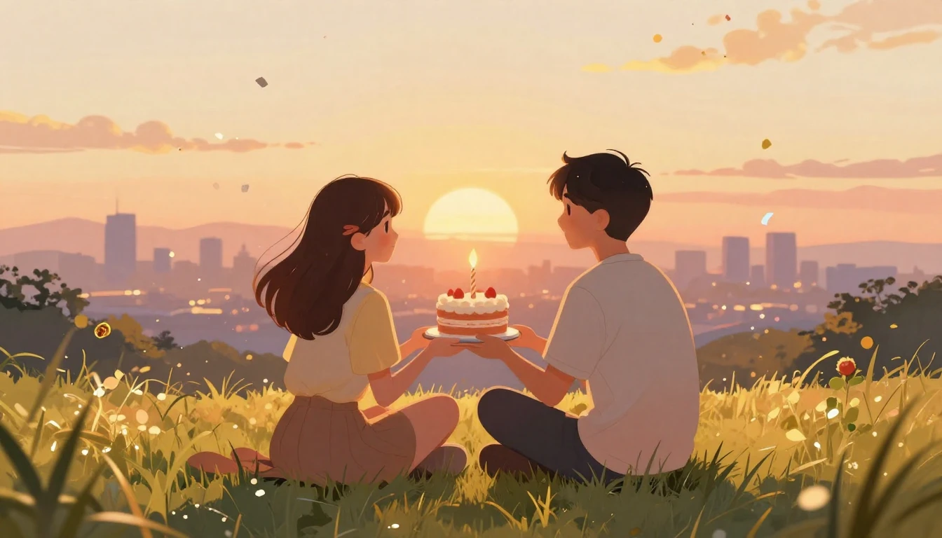 A warm and nostalgic illustration of two friends sitting on ...