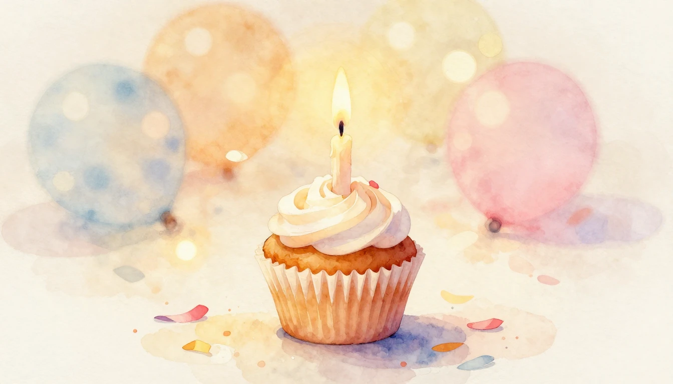 A soft watercolor painting of a single lit candle on a small...