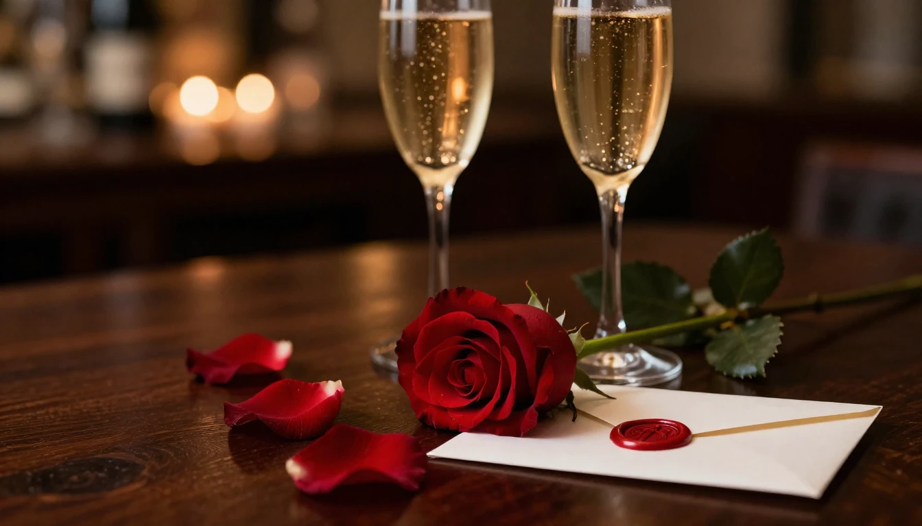 A romantic and moody close-up composition featuring two cham...