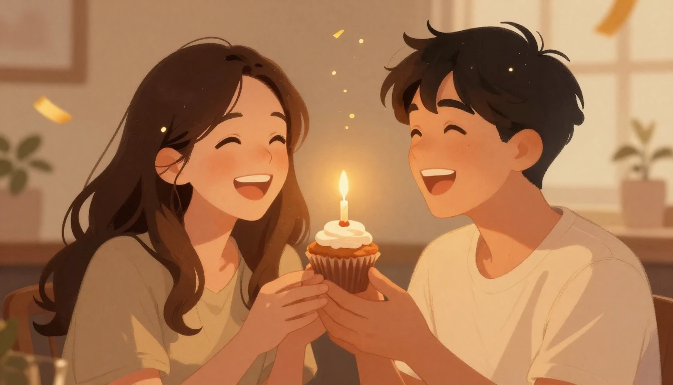 An artistic, warm-toned illustration of two close friends ce...