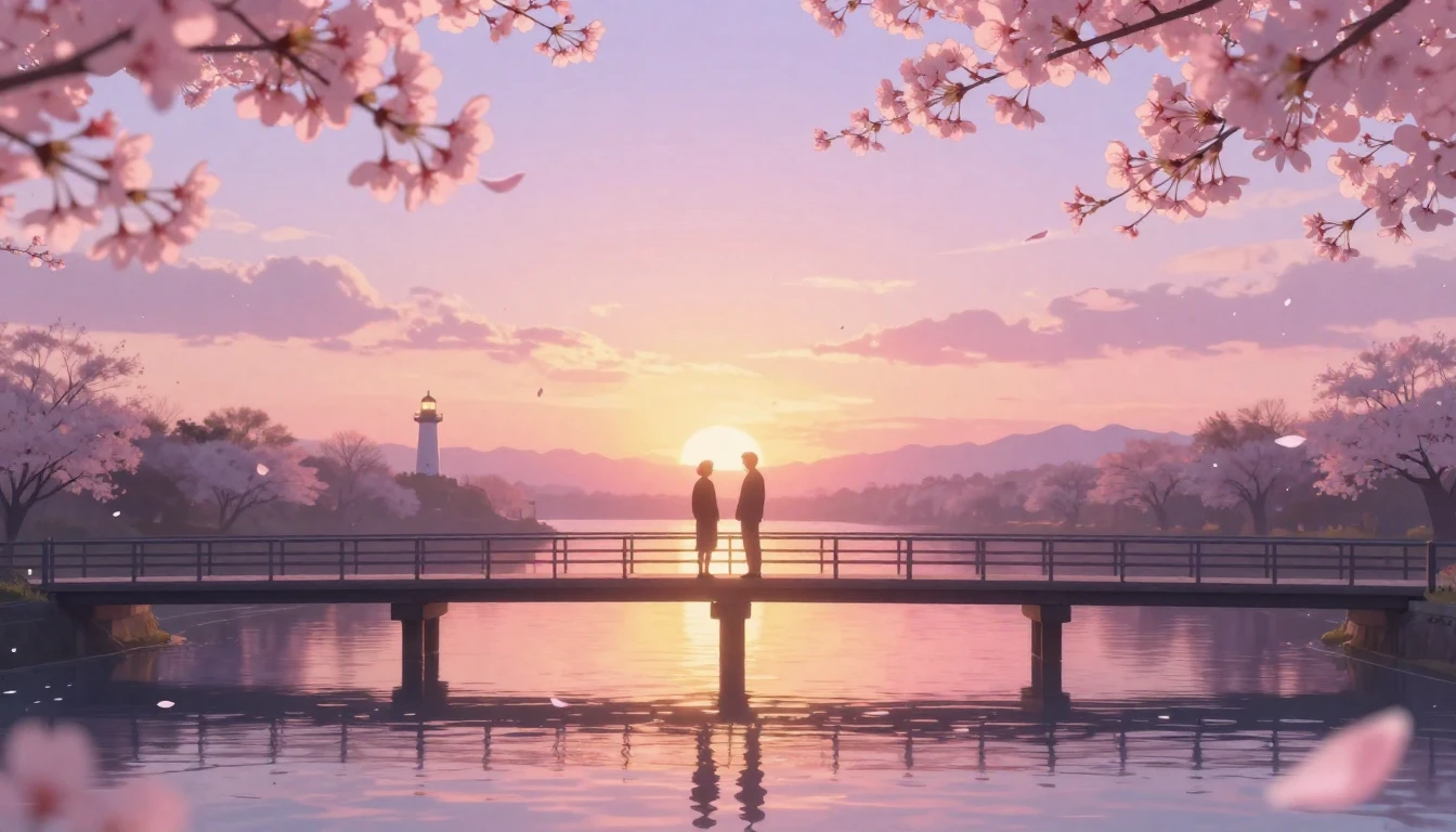 A breathtakingly beautiful scene of two glowing silhouettes ...