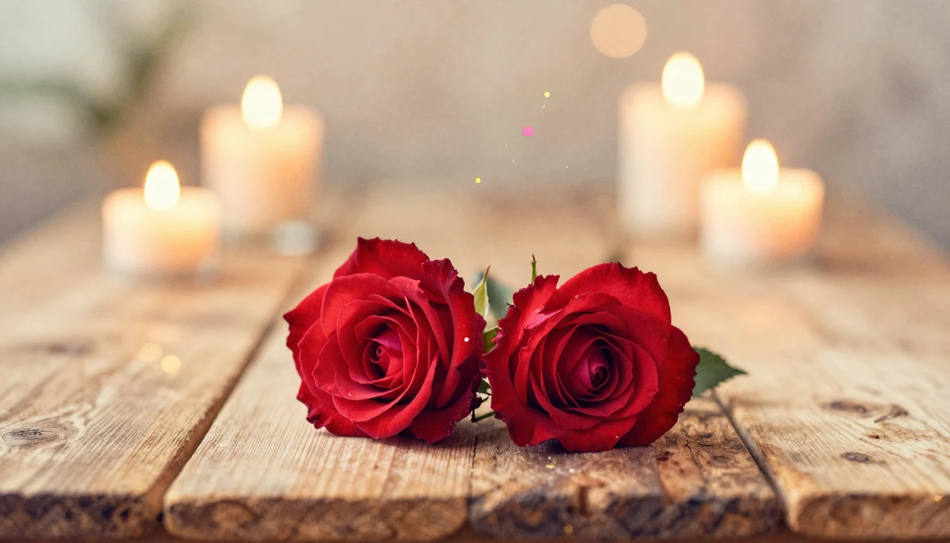 A soft watercolor painting of two delicate red roses intertw...