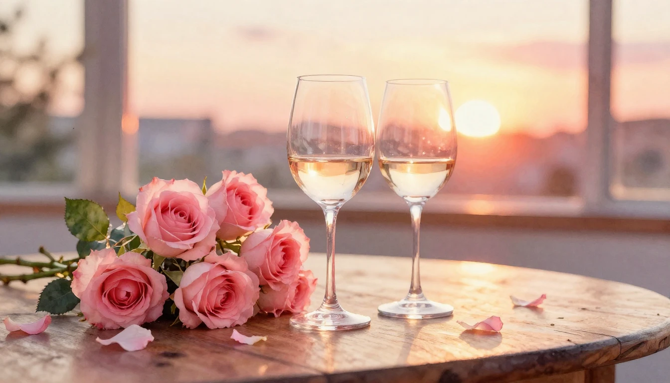 A beautiful watercolor painting of two elegant wine glasses ...
