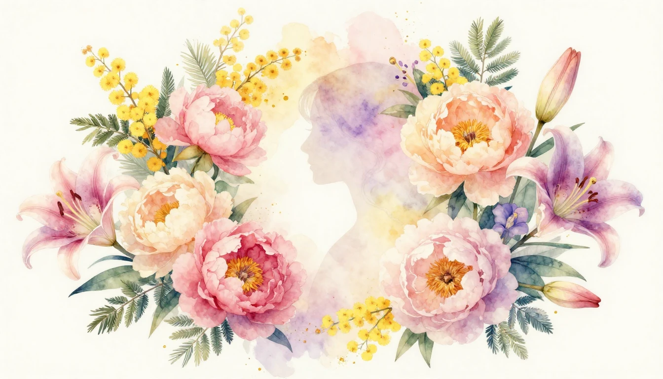 A delicate watercolor painting featuring a soft explosion of...