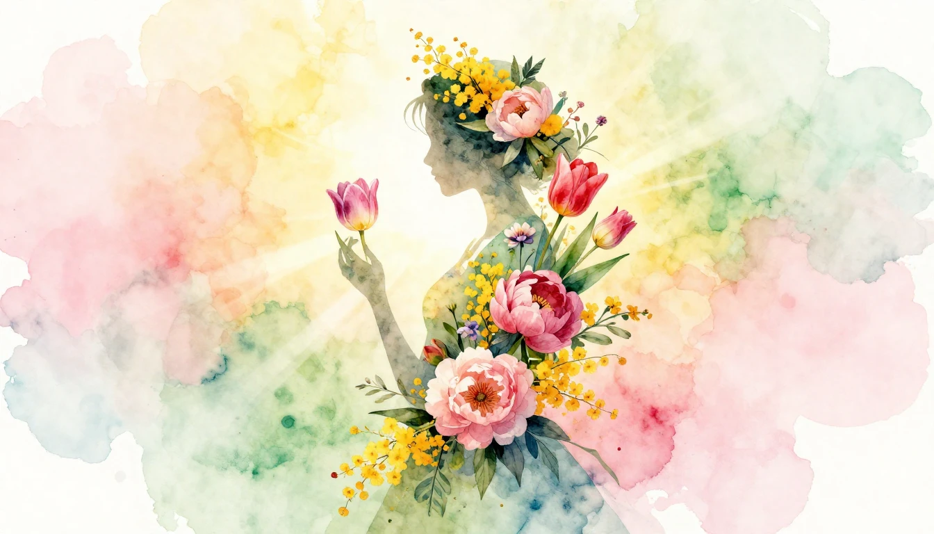 A delicate and artistic watercolor painting representing Int...