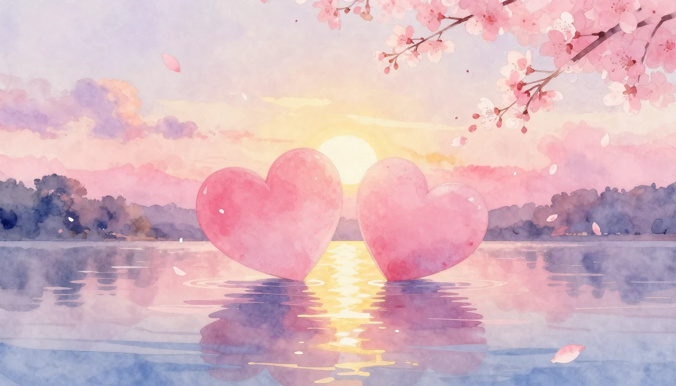 A beautiful and ethereal watercolor painting depicting two s...