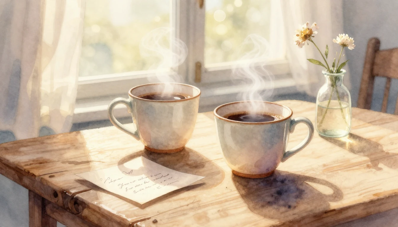 A romantic and cozy composition in soft watercolor style. Cl...