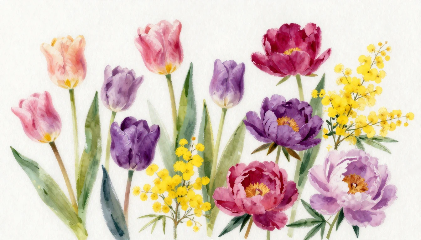 A vibrant and artistic composition featuring a variety of bl...