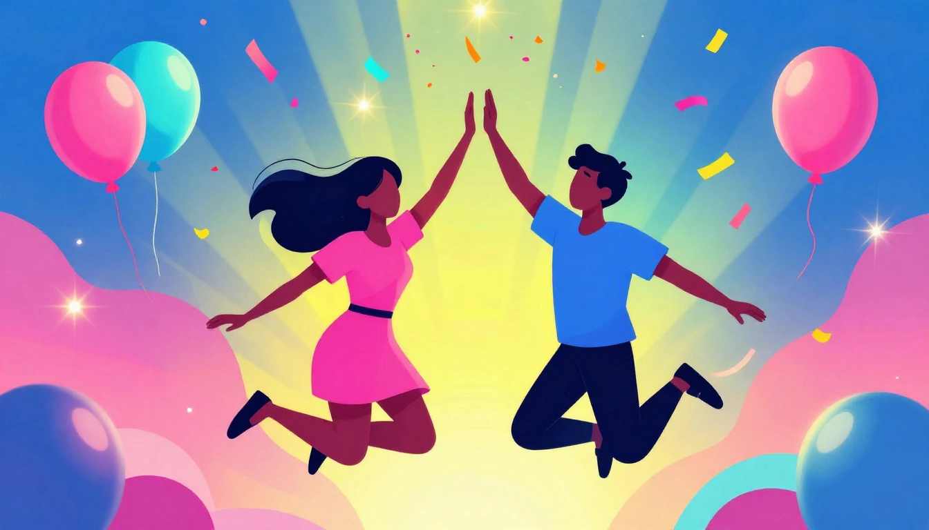 A vibrant and energetic digital illustration of a birthday c...