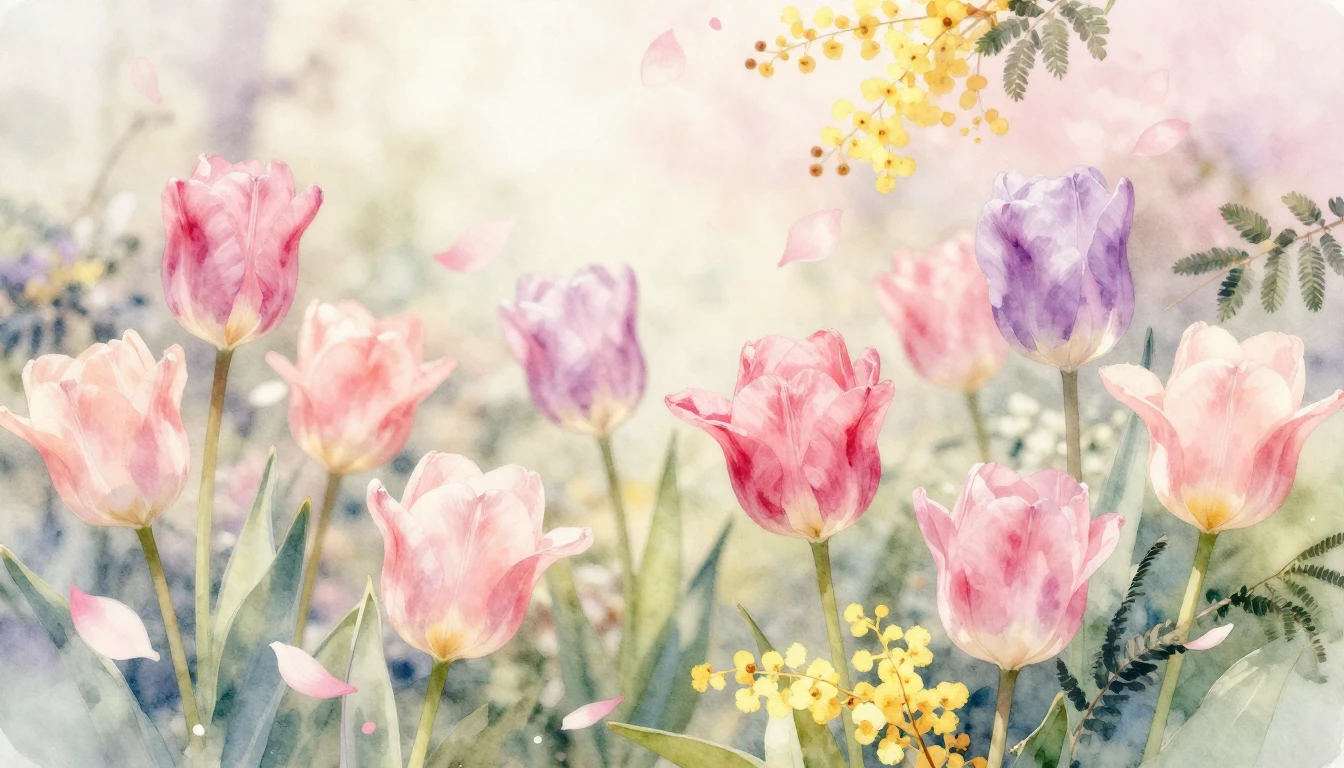 A beautiful watercolor painting of a blooming spring garden....