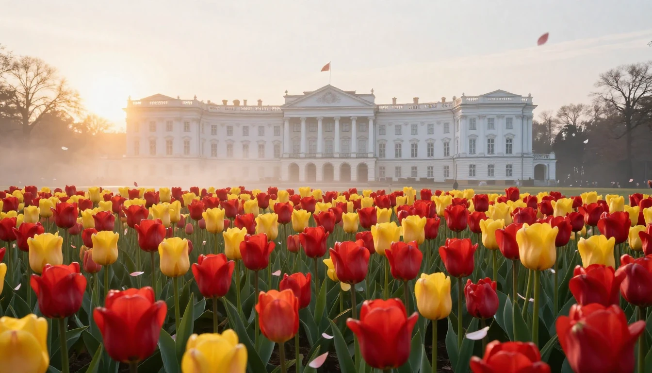 A breathtaking spring landscape filled with thousands of vib...