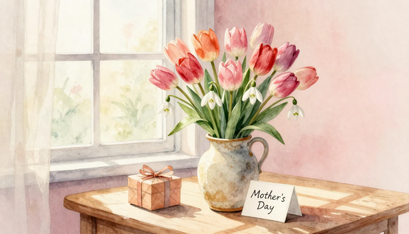 A heartwarming watercolor illustration symbolizing Mother's ...