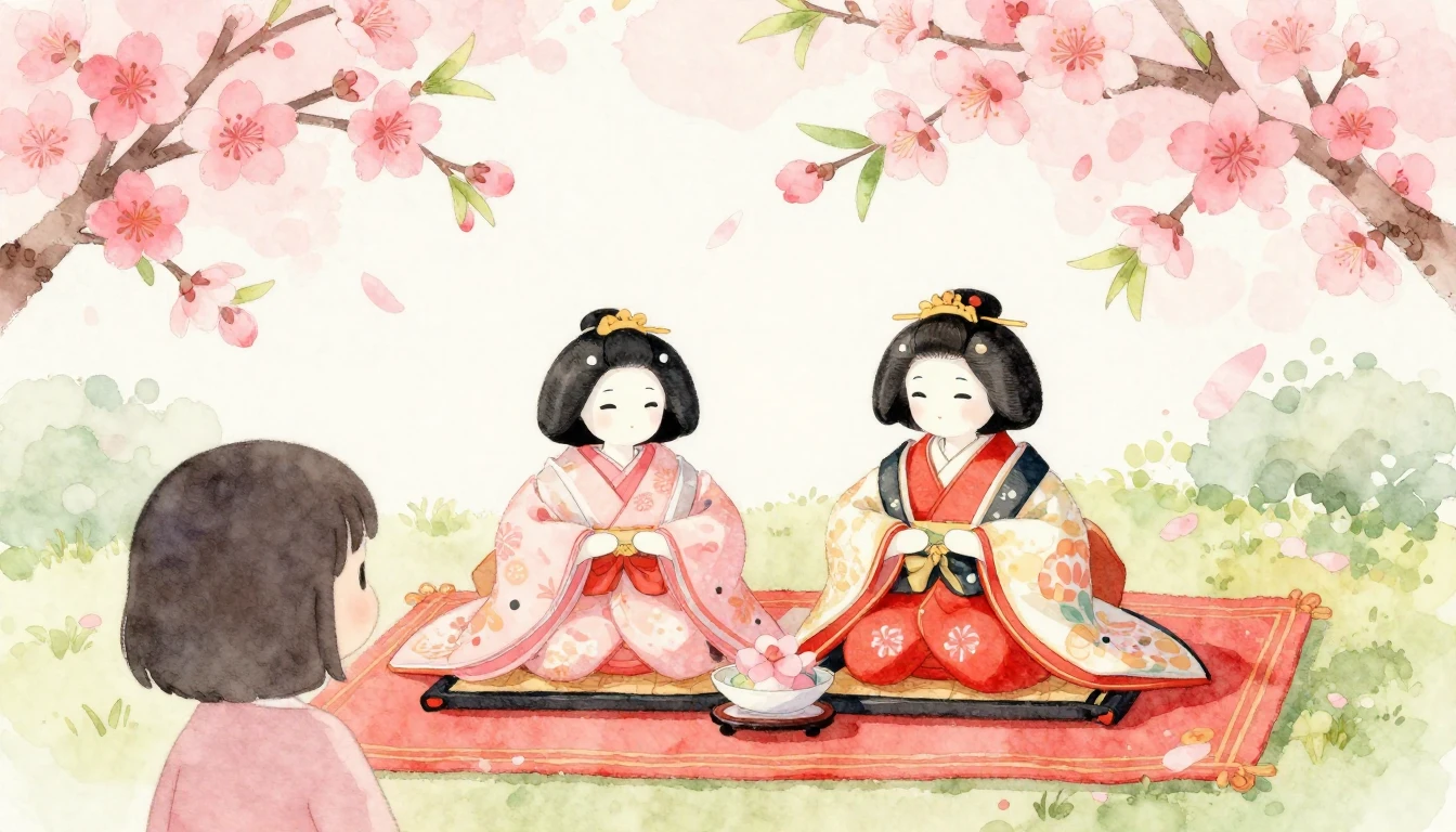 A heartwarming watercolor painting representing the Hinamats...