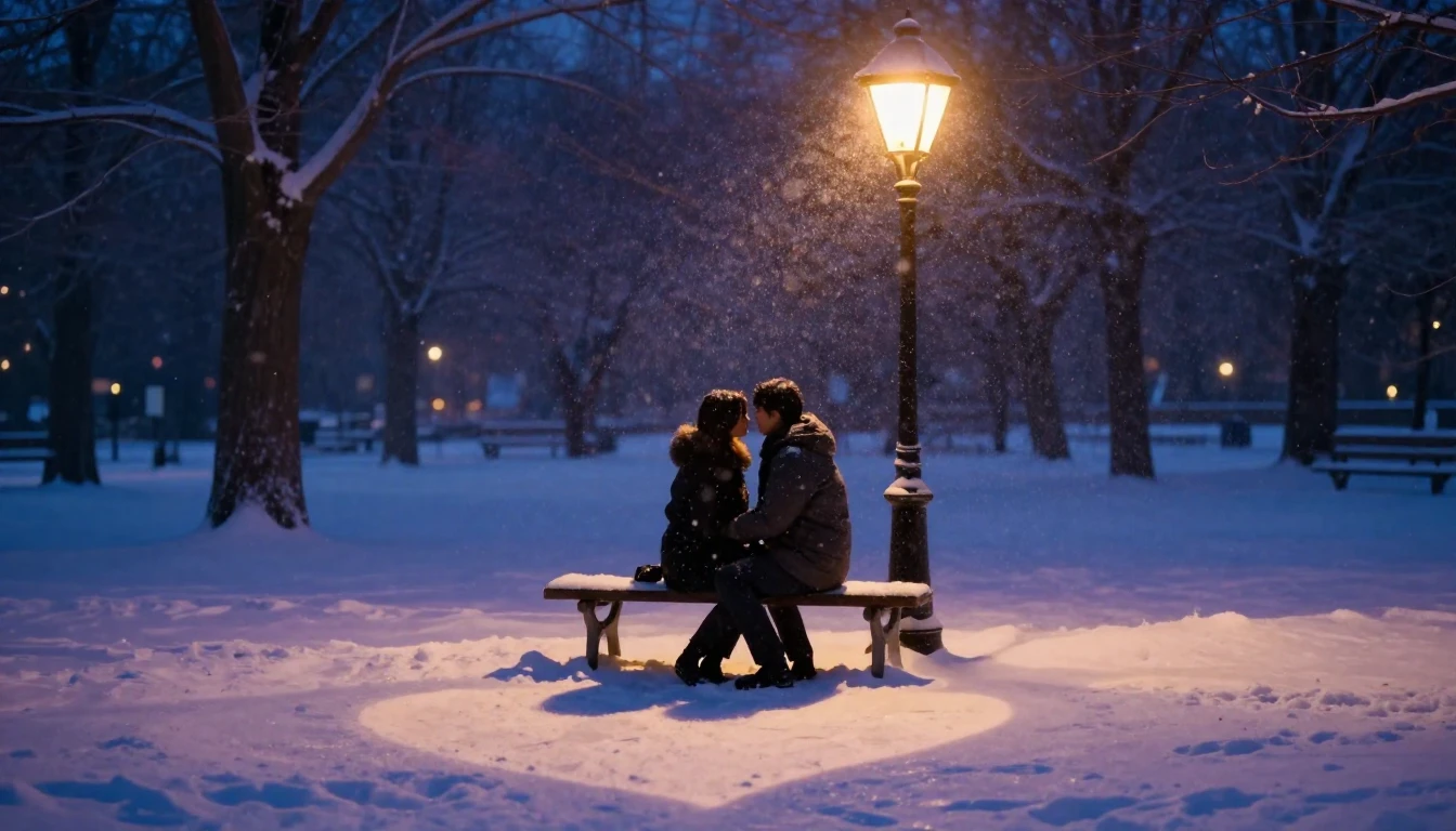 A romantic and cozy scene featuring two silhouettes sitting ...
