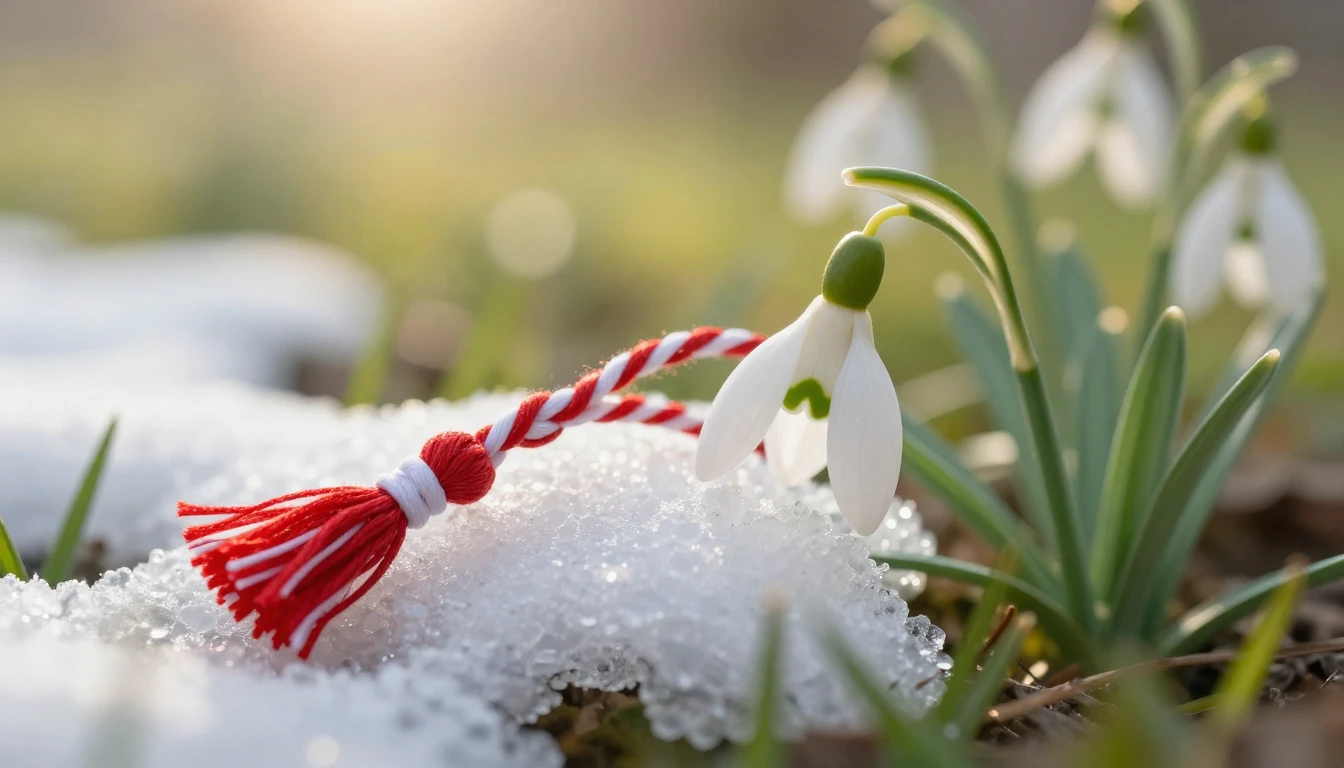 A close-up, delicate composition of a traditional Romanian M...