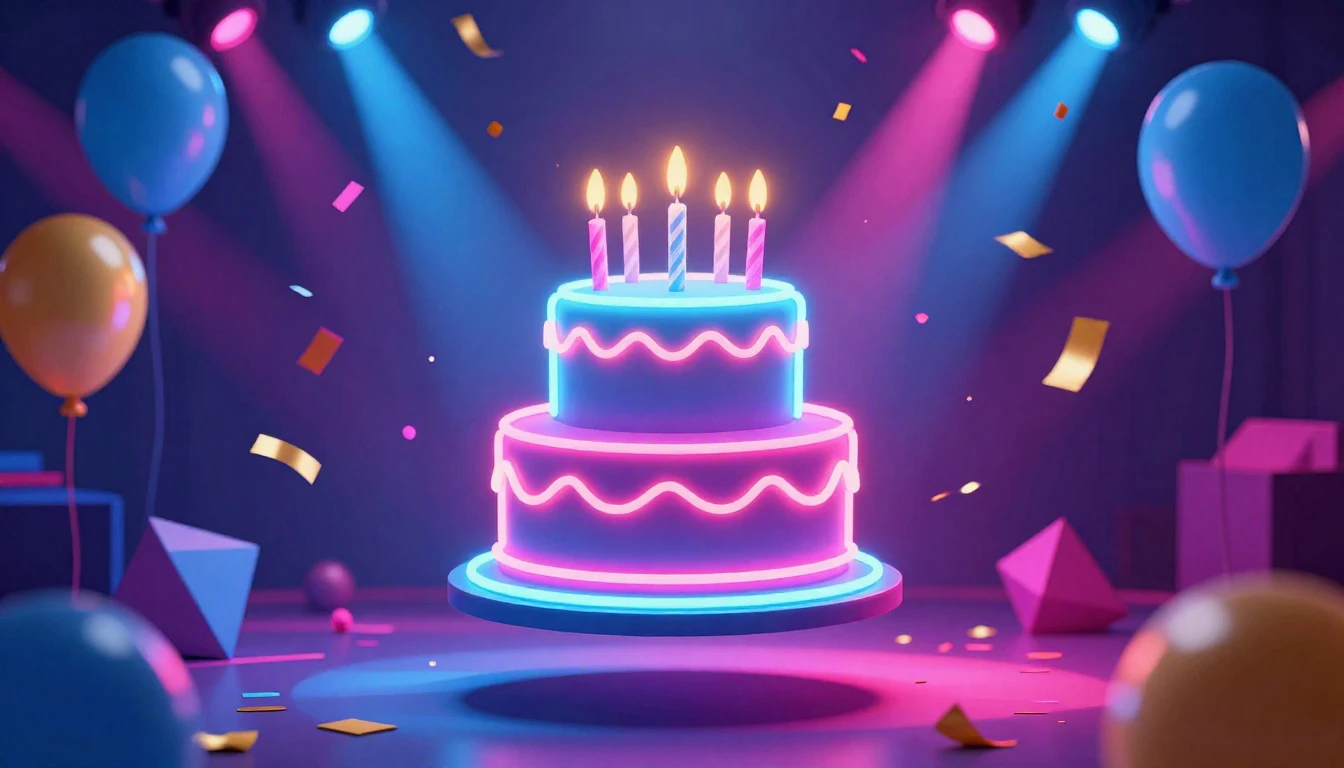 A vibrant and energetic birthday celebration scene featuring...