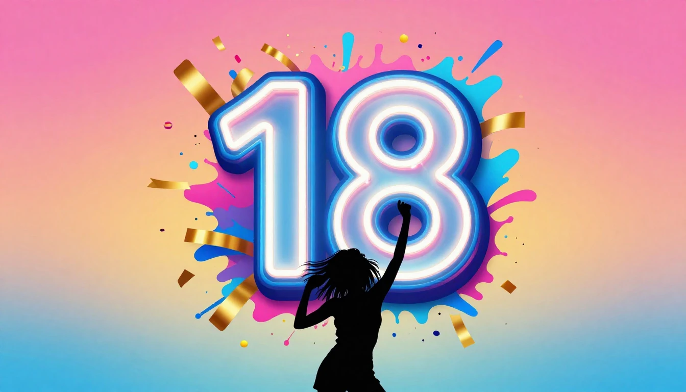 A vibrant and modern album cover design celebrating an 18th ...