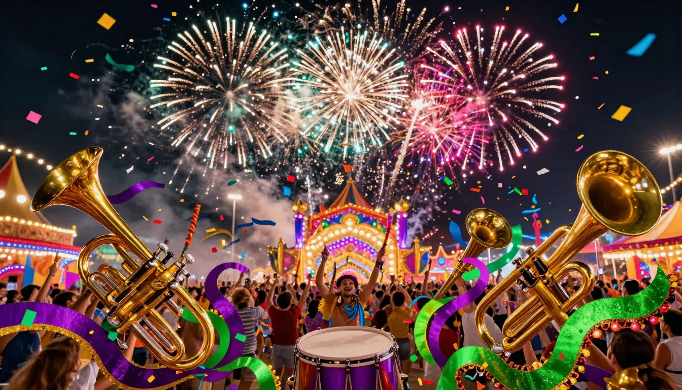 A vibrant explosion of colors representing a grand carnival ...