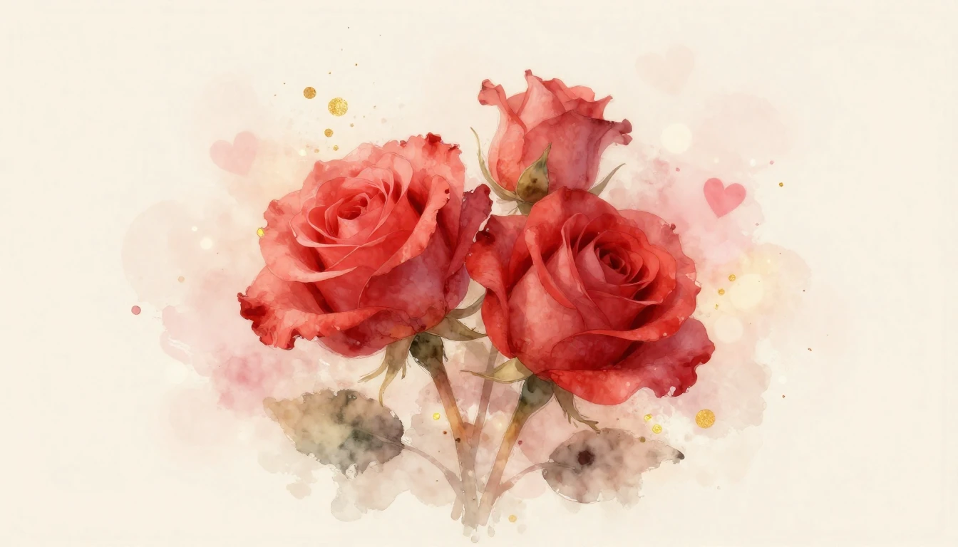 A dreamy and ethereal watercolor painting of two delicate re...