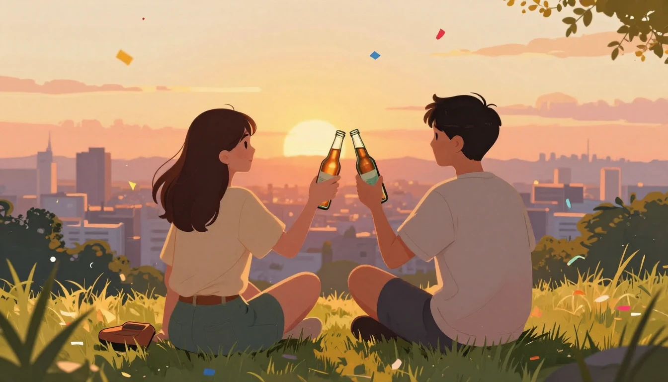 A heartwarming illustration of two friends sitting side by s...