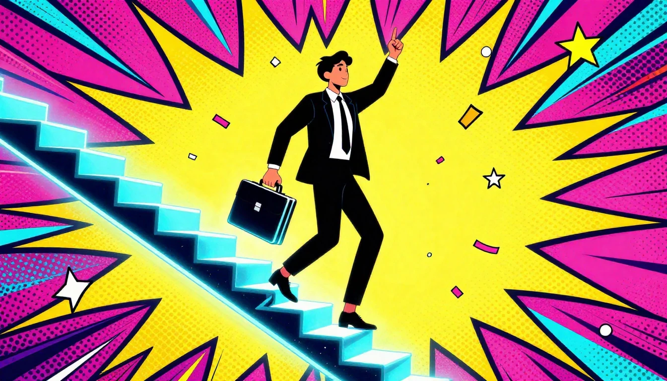 A vibrant and energetic illustration of a person confidently...