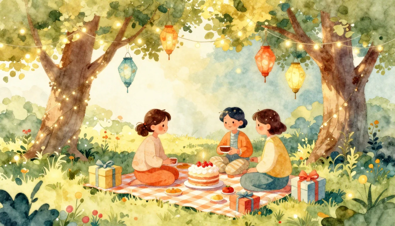 A vibrant and heartwarming watercolor illustration capturing...
