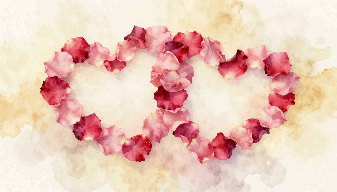 A beautiful and delicate watercolor painting of two intertwi...