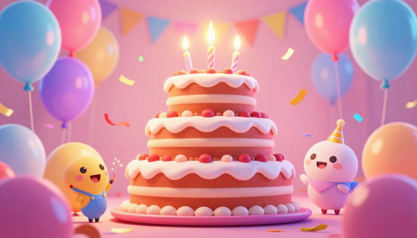 A vibrant and cheerful birthday celebration scene featuring ...