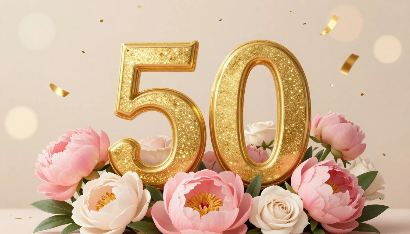 An elegant and festive birthday illustration featuring a lar...