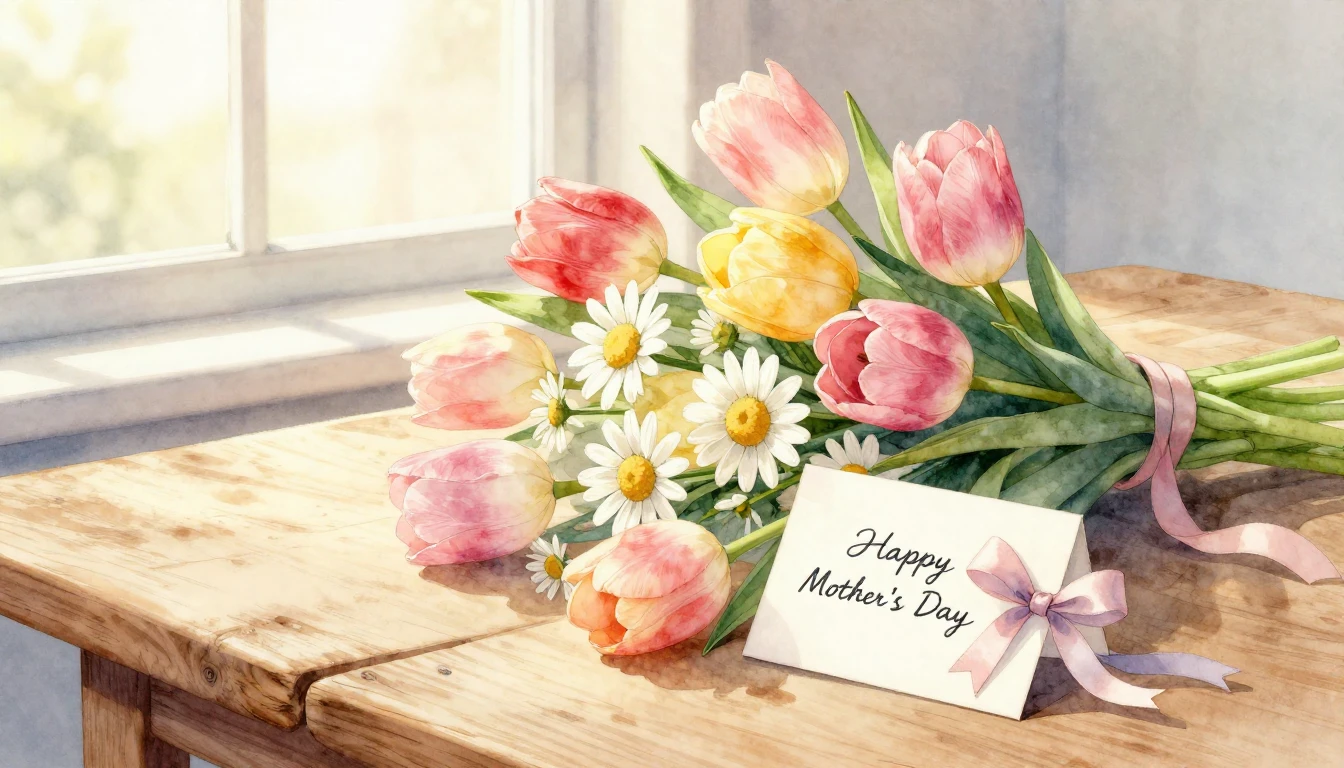 A heartwarming and tender watercolor illustration of a beaut...