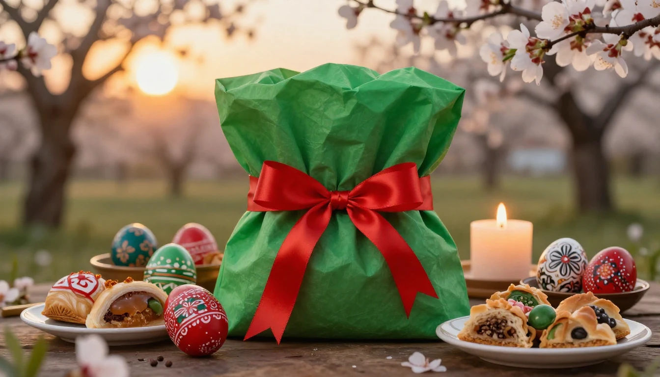 A vibrant and detailed scene celebrating the arrival of spri...