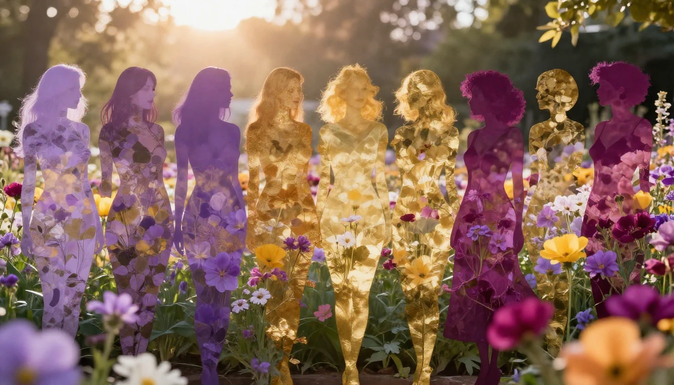 A vibrant and artistic representation of a blooming garden w...