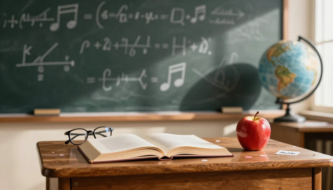 A warm and nostalgic composition symbolizing education and g...