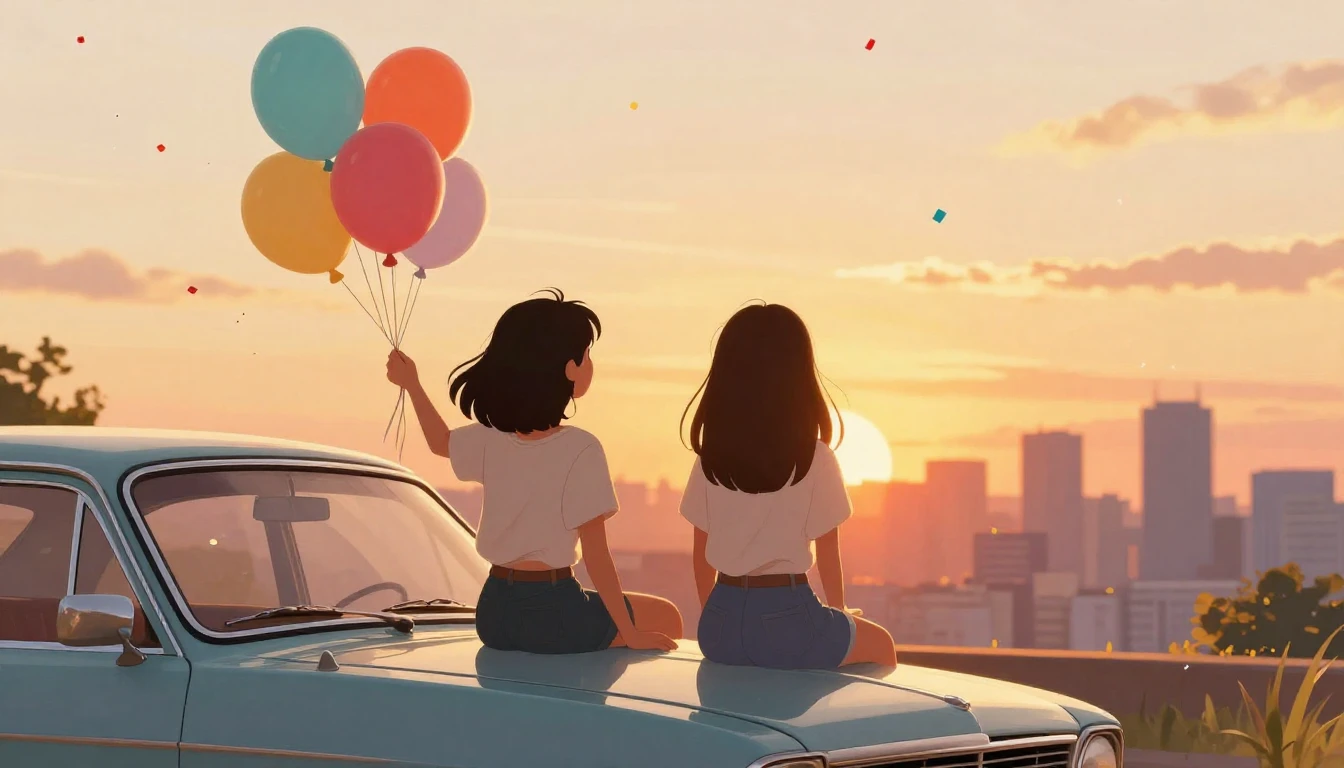 A vibrant and heartwarming illustration of two best friends ...