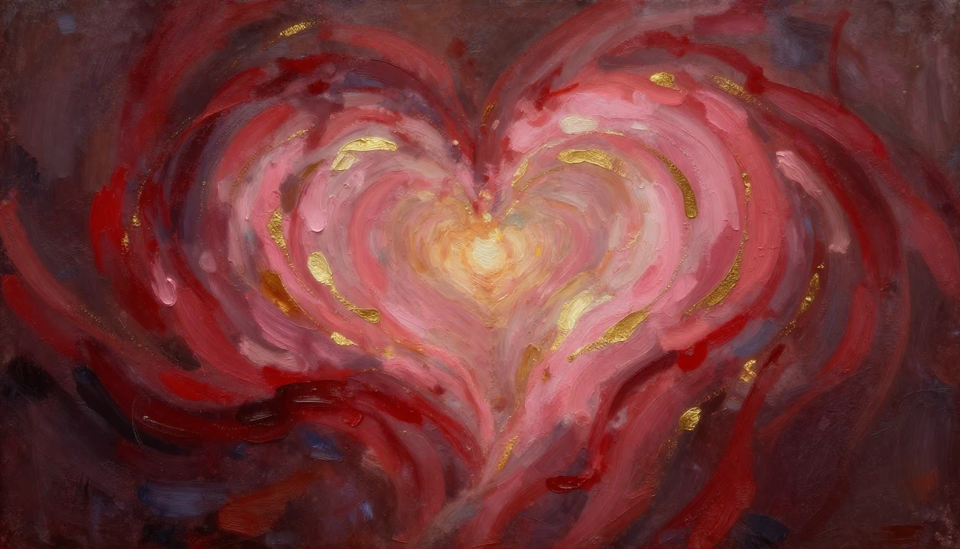 An abstract oil painting capturing the essence of romance. S...