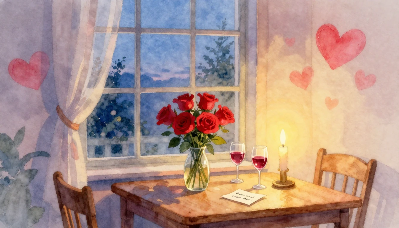 A romantic and dreamy watercolor illustration representing V...