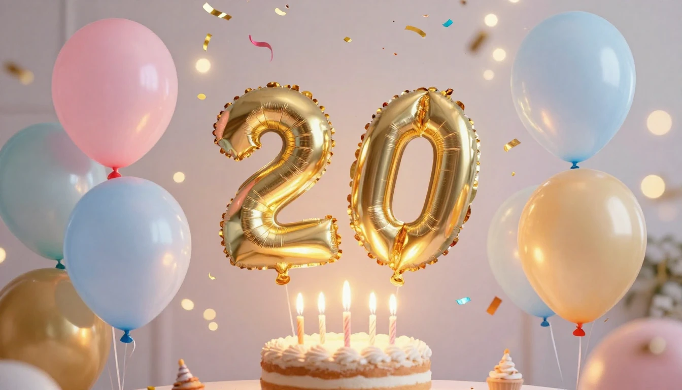 A bright and festive birthday celebration scene, abstract an...