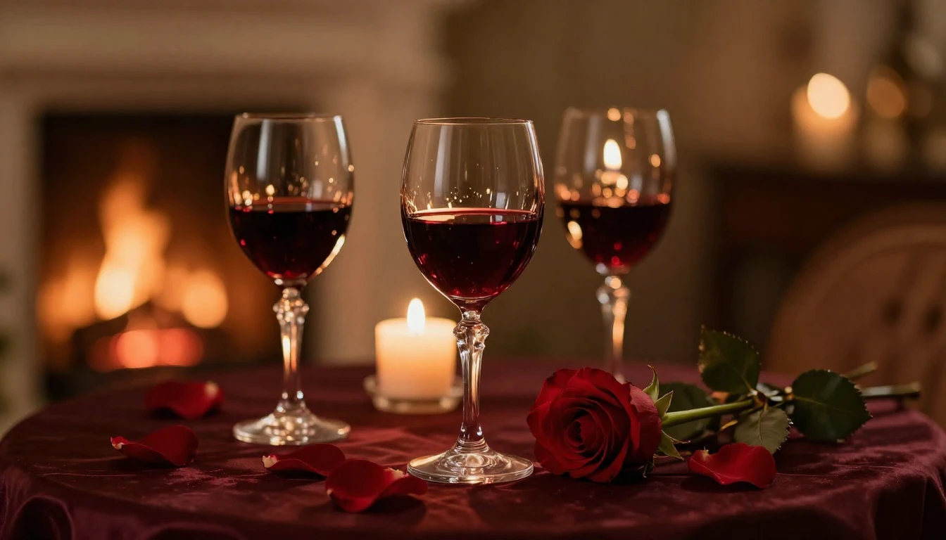 A close-up cinematic shot of a beautifully set table for two...