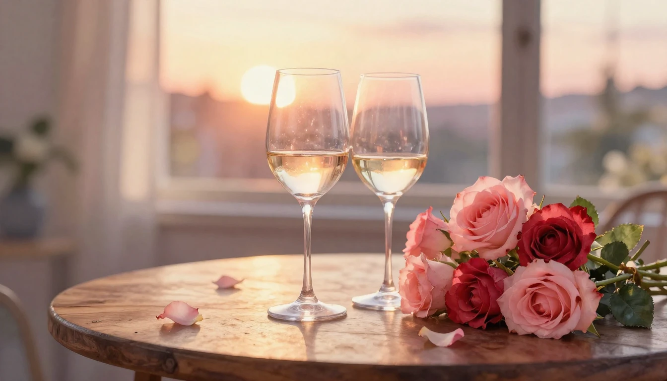 A beautiful watercolor painting of two elegant wine glasses ...