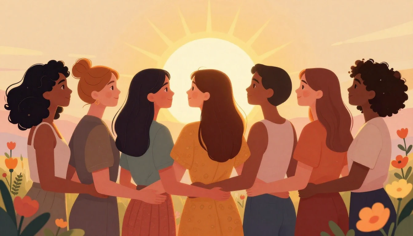 A beautiful, empowering illustration of diverse women standi...